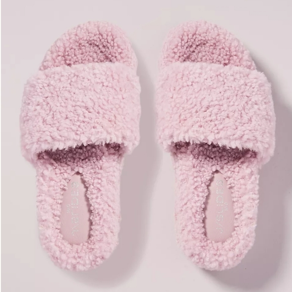 Anthropologie Shoes Jslides Bryce Pink Curly Shearling